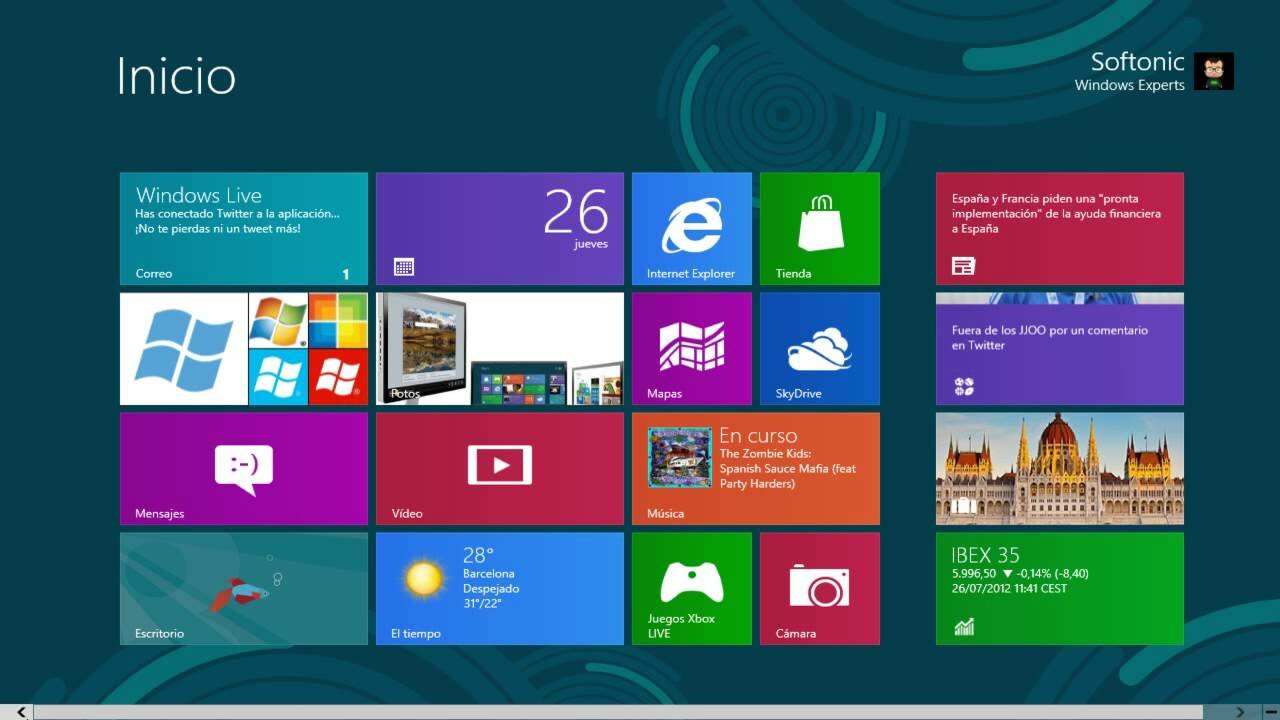 Captura de la interfaz Modern UI de Windows 8