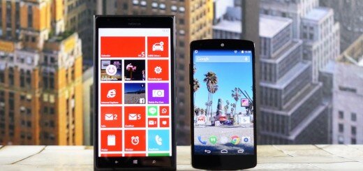 Imagen comparativa del Lumia 1520 y el Google Nexus 5