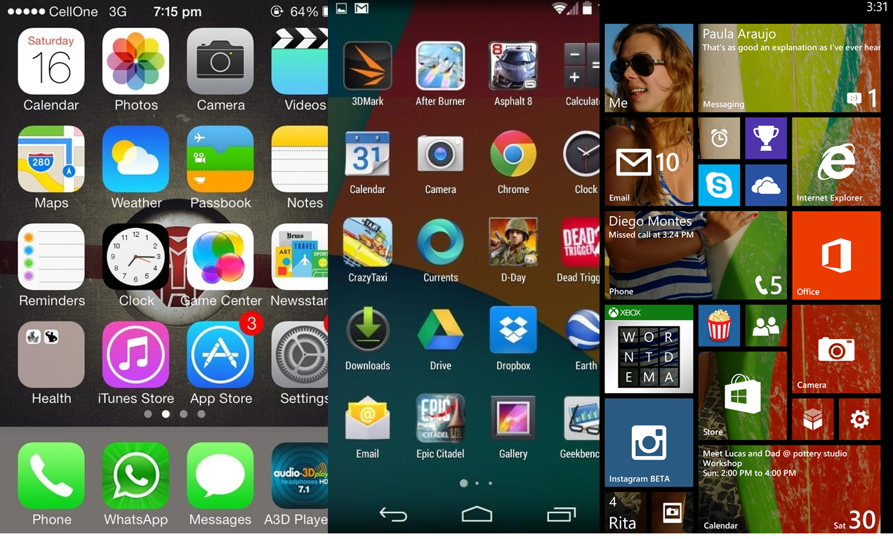 Interfaces de los principales SOs móviles