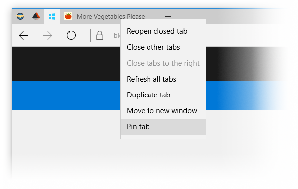 Menú contextual de pestañas en Microsoft Edge