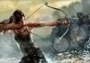 Lara Croft apuntando con un arco
