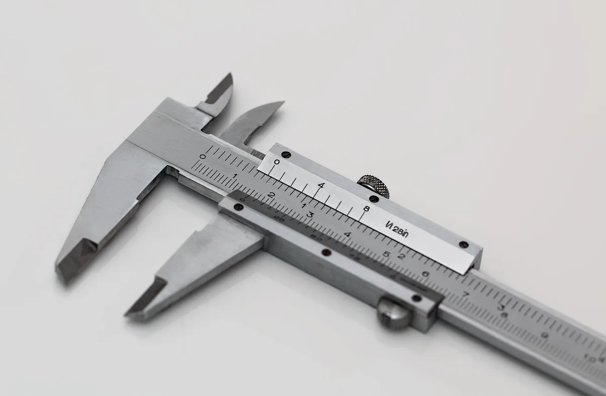 A tidy workbench with an anonymous compact electric screwdriver kit laid out in an open metal case, several small precision bits and a folded instruction sheet; no logos or brand names visible