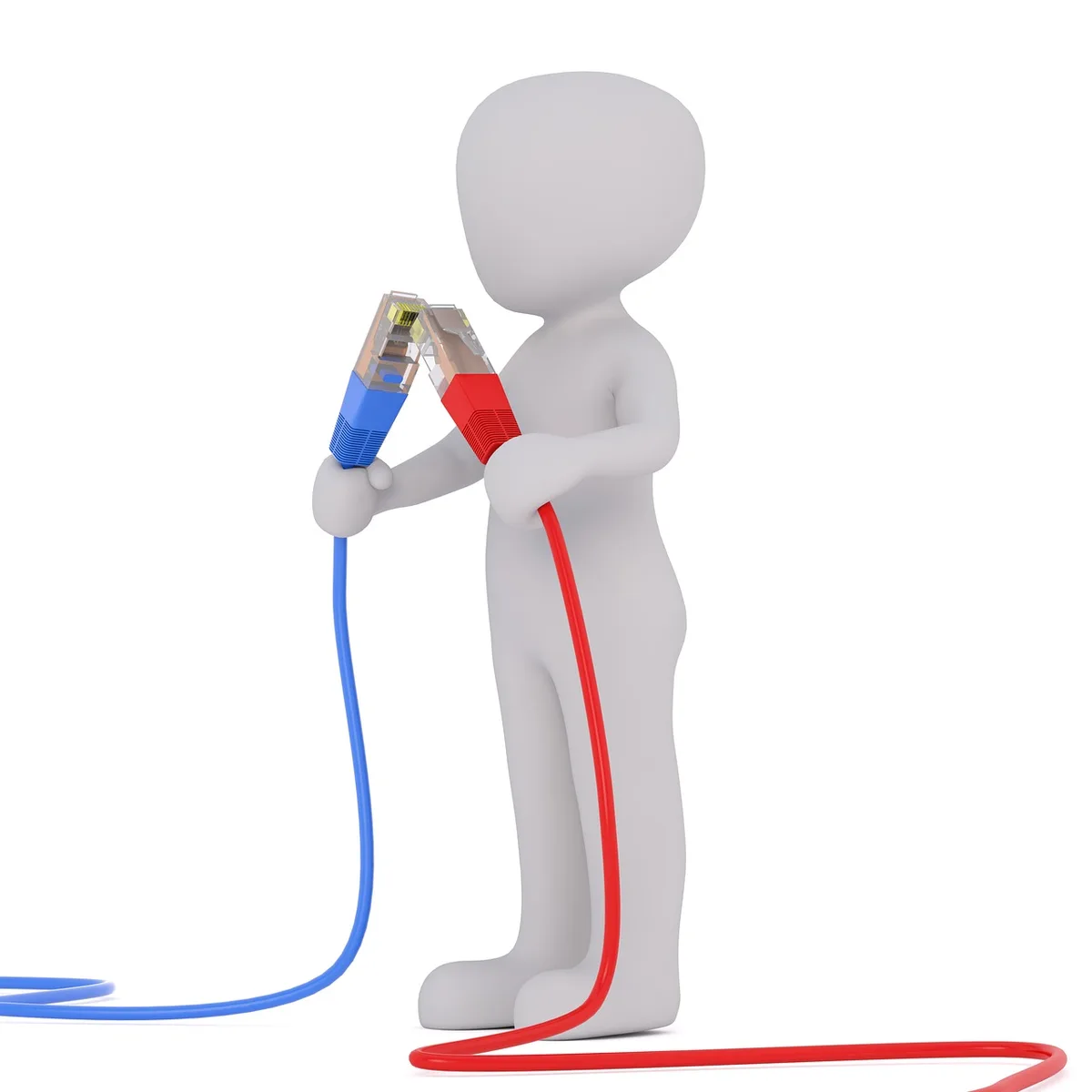 Cable Ethernet conectado a un portátil para una medición de red más estable
